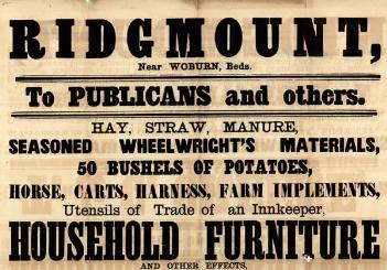 Notice advertising sale of the former licensee's stock and furniture in 1871 [SF51/21]